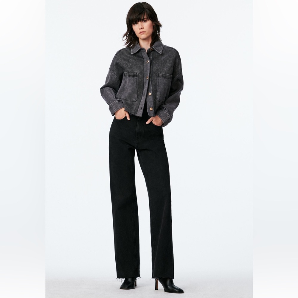 Zara Washed Effect Cropped Overshirt Jacket Size XS